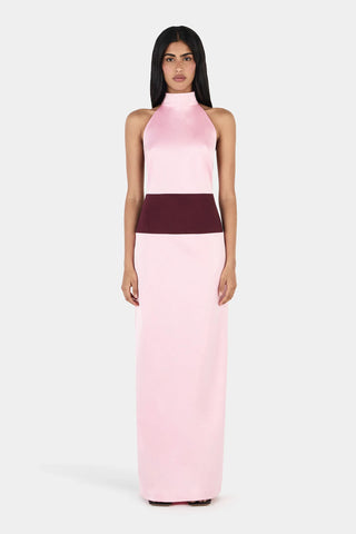 Venetia Maxi Dress in Wine and Pink