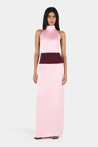Venetia Maxi Dress in Wine and Pink