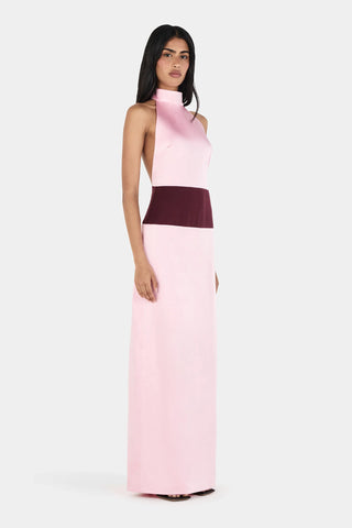 Venetia Maxi Dress in Wine and Pink