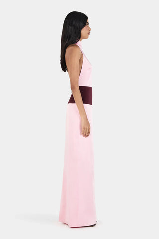 Venetia Maxi Dress in Wine and Pink