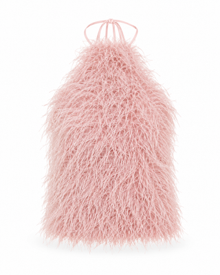 Pink fluffy dress on a white background