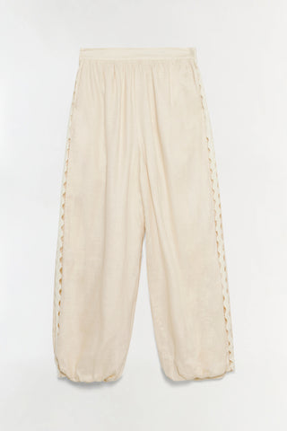 SIMKHAI Selah Linen Lace Balloon Pant in Sand