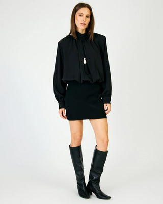 Cici Mockneck Long Sleeve Dress in Black
