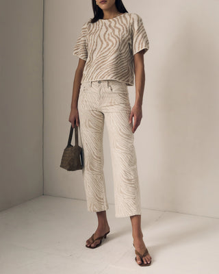 LE JEAN Nomad Ankle Mid Rise Jean in Zebra denim