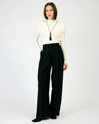 Cici Pleated Trouser Pants in Black