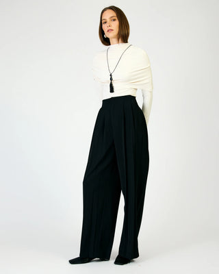 Cici Pleated Trouser Pants in Black