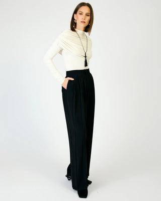 Cici Pleated Trouser Pants in Black