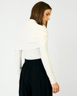 Angeli Ruched Cape Top in Bone