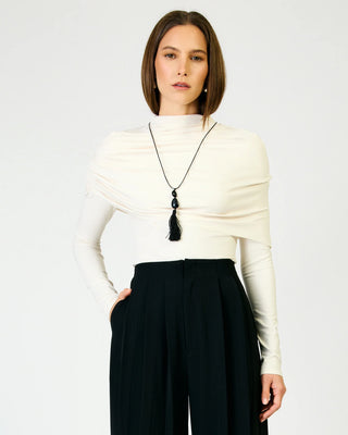 Angeli Ruched Cape Top in Bone