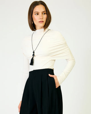 Angeli Ruched Cape Top in Bone