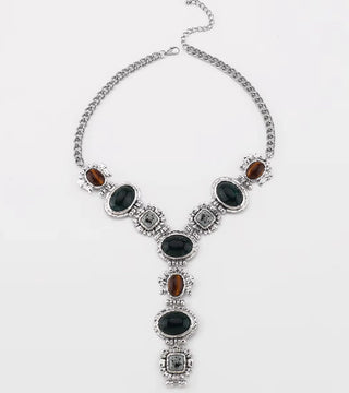 Large Boho Ralph Silver Lariat Statement Necklace