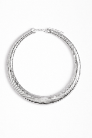 Silver necklace on a white background
