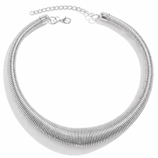 Silver necklace on a white background