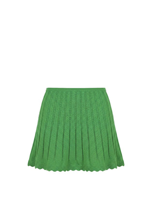 Green pleated skirt on a white background