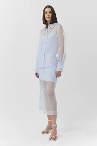 SIMKHAI Dana Organza Midi Skirt in Periwinkle Blue