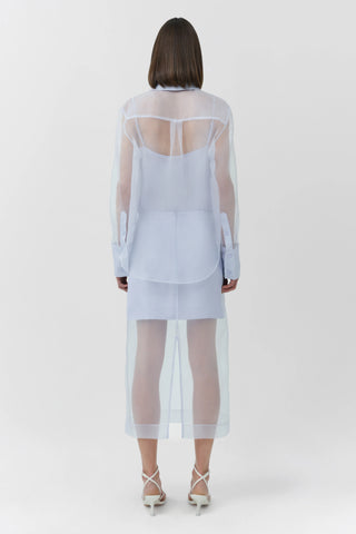 SIMKHAI Dana Organza Midi Skirt in Periwinkle Blue