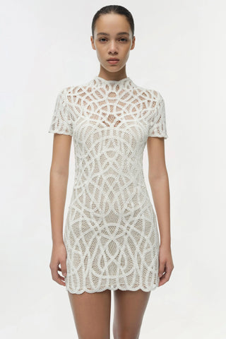 SIMKHAI Desiree Macrame Mini Dress in White