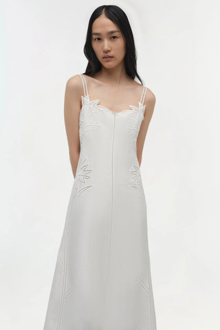 SIMKHAI Ellery Embroidered Bustier Midi Dress in White