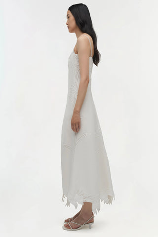 SIMKHAI Ellery Embroidered Bustier Midi Dress in White