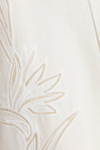 SIMKHAI Ellery Embroidered Bustier Midi Dress in White
