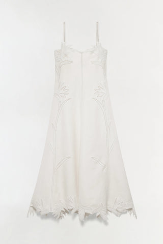 SIMKHAI Ellery Embroidered Bustier Midi Dress in White