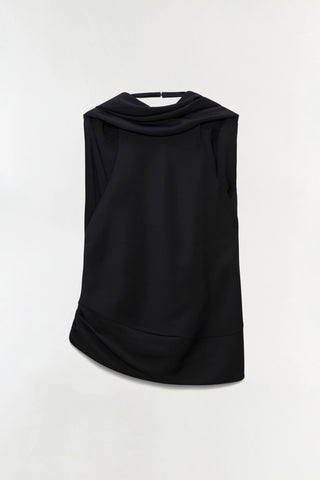 Black sleeveless top on a white background