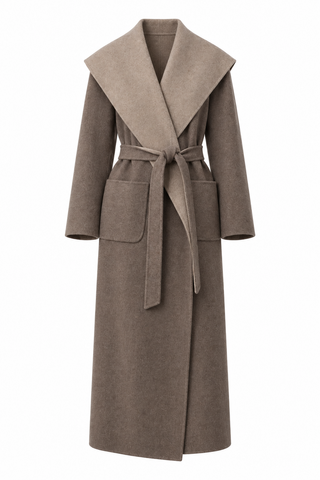 SIMKHAI Allura Reversible Belted Coat in Mushroom Multi