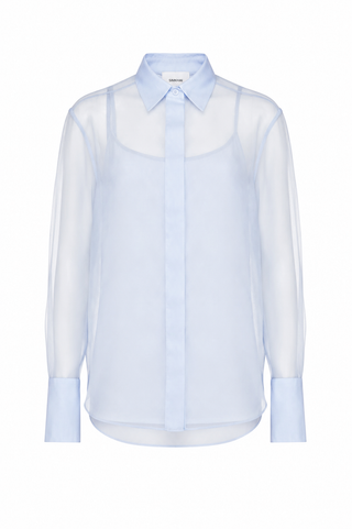 SIMKHAI Loen Organza Shirt in Periwinkle Sky