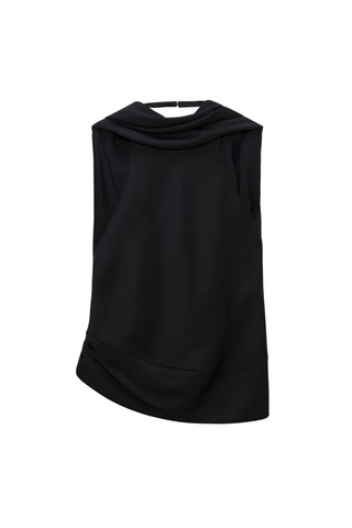 Black sleeveless top on a white background