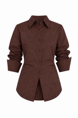 SIMON MILLER Loch Poplin Top in Chocolate Brown