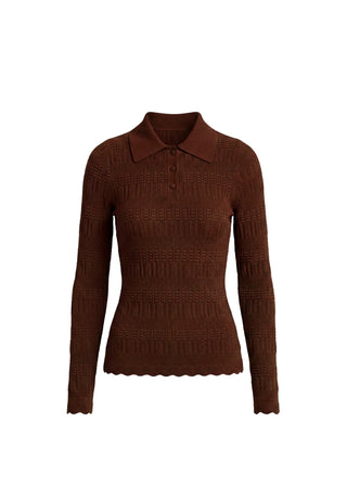 Brown sweater with a collar on a white background