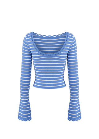 Solid & Striped Penelope Tucked Stripe Knit Top in Marina Blue