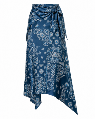 Tora Asymmetric Skirt in Navy Bandana