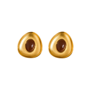Vera 18K Gold Non-Tarnish Gemstone Oval Earrings