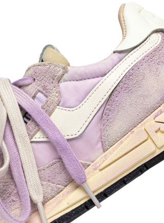 Autry Reelwind Super Vintage Low women’s sneakers with azure suede and nylon, gray crackle effect leather overlays, and retro runner sole with vintage finish.