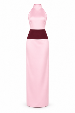 Venetia Maxi Dress in Wine and Pink