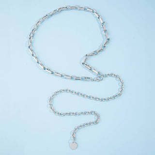 Rectangle Link Chain Belt With Disc Drop