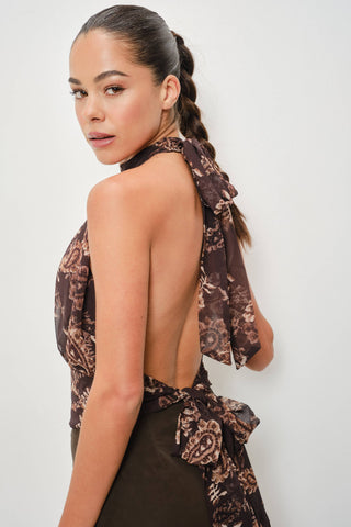 Enya Paisley Halter Neck Backless Top