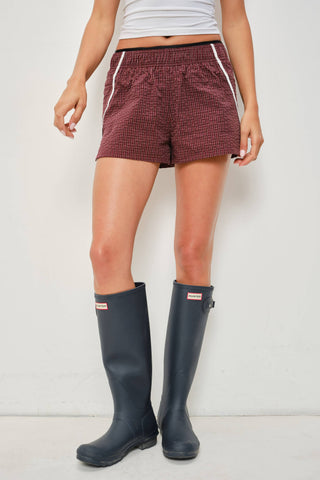 Roxy Micro Grid Nylon Shorts with Contrast Binding