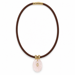 Rose Quartz Pendant Leather Cord Necklace