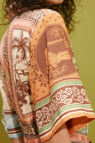 ALÉMAIS Alberta linen mini shirtdress with pointed collar self-tie belt and straight silhouette