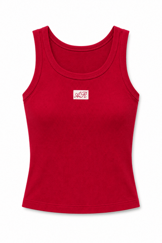 AR Embroidered Patch Ribbed Tank Top in Razorback RedTopChayse Clothing
