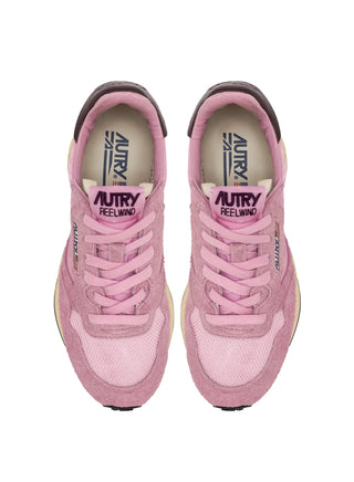 Autry Reelwind Sneakers in Rose Suede and Nylon with Brown Leather AccentsShoesAUTRY