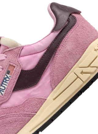 Autry Reelwind Sneakers in Rose Suede and Nylon with Brown Leather AccentsShoesAUTRY