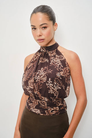 Enya Paisley Halter Neck Backless Top