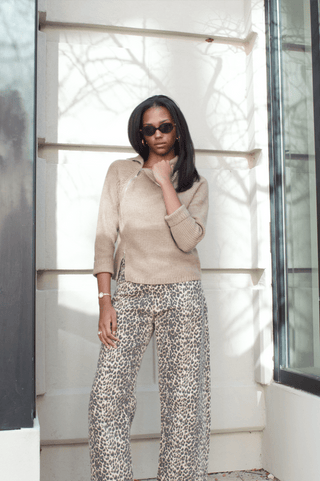 Bassett Zipper Sweater in TaupeTopLine + Dot