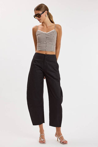 Black Mid-Rise Barrel Leg PantsBottomsChayse Clothing