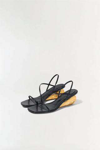 Bridget Shell Wedge Sandal in Black and GoldShoesSIMKHAI