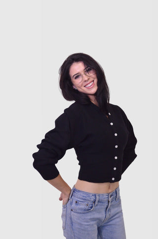 Button - Up To Neck Long Sleeve Cotton CardiganTopChayse Clothing