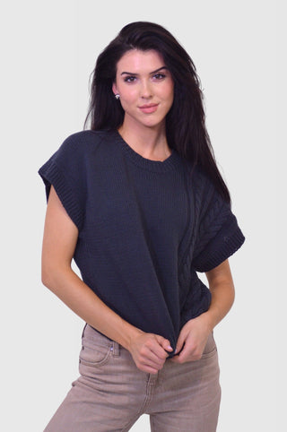Cable Sweater Vest in Deep NavyClothingChayse Clothing
